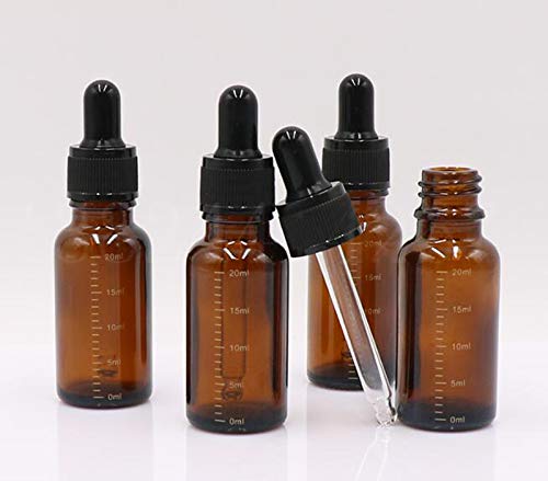 ericotry 3 Pcs 20ml 0.67oz Empty Refillable Amber Glass Graduated Dropper Bottle Essential Oil Cosmetics Elite Fluid Container Jar Pot Holder with Glass Pipette Dropper - Image 2